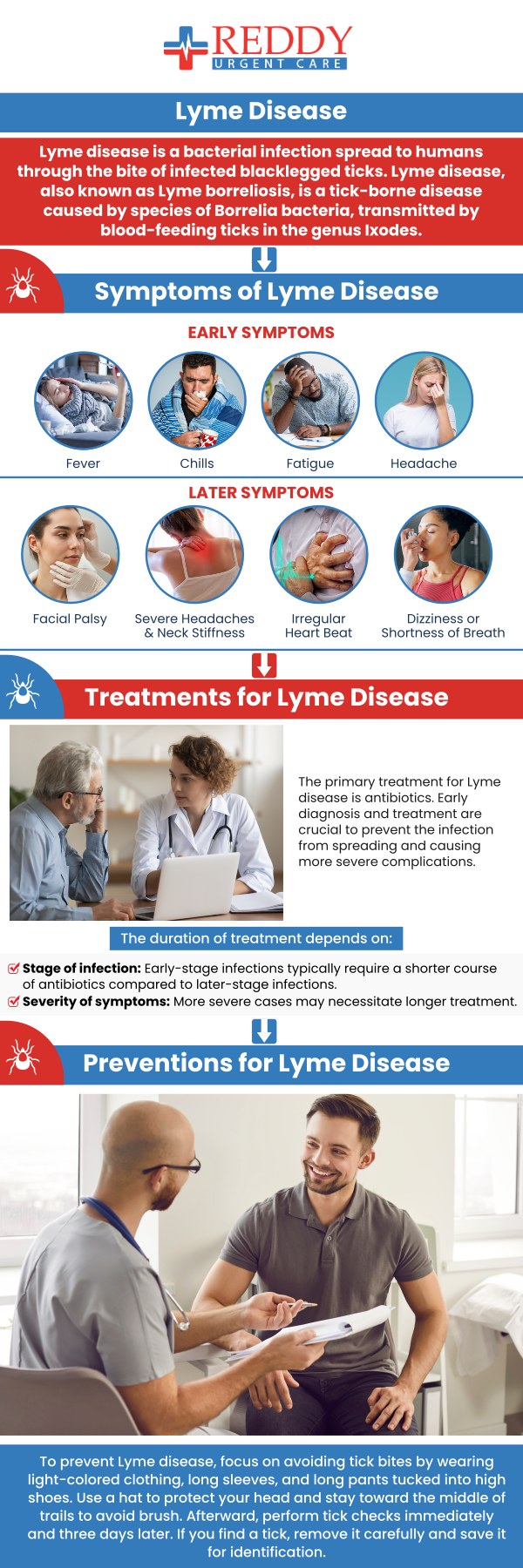 Our board-certified physicians at Reddy Urgent Care would be happy to evaluate your Lyme Diseases symptoms, make any necessary diagnosis, and develop a treatment plan for you! For more information, call us. We serve patients from Bixby Knolls Long Beach CA, Jordan CA, Carmelitos CA, Jackson CA, Lakewood CA.