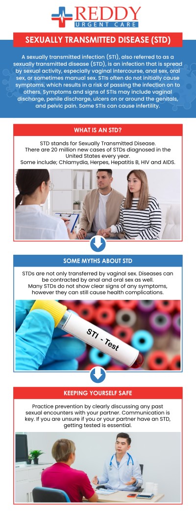 Getting tested for sexually transmitted infections (STIs) is crucial for maintaining sexual health. Early diagnosis allows for prompt treatment, preventing long-term health issues and stopping the spread to others. If you think you may have an STD or are currently sexually active and haven’t been tested, don’t be embarrassed to visit our team of healthcare professionals at Reddy Urgent Care. For more information, contact us. Walk-in visits are welcome. We have convenient locations to serve you in Bixby Knolls Long Beach, Downtown Long Beach, and Paramount, CA.